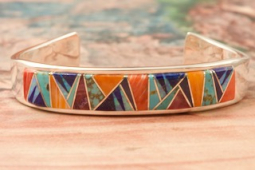 Calvin Begay Genuine Turquoise and Spiny Oyster Shell Sterling Silver Bracelet